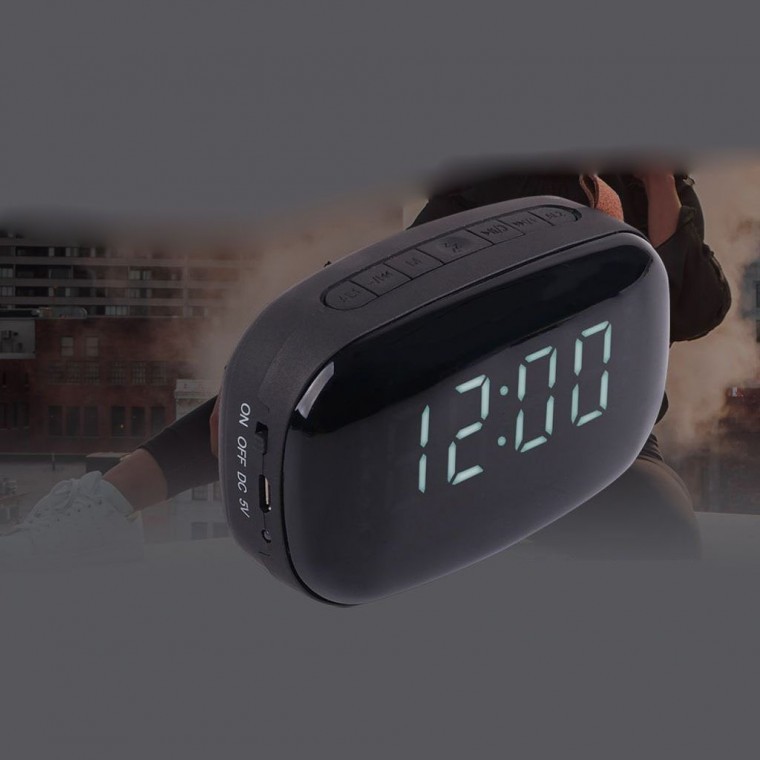 ลำโพงบลูทูธ Coms Dual Alarm สีดำ พร้อมนาฬิกาและเพลง
