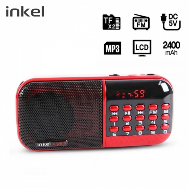 อินเคล ฮโยเรดิโอ ลำโพงวิทยุพกพา สำหรับเดินป่า เดินเล่น MP3 (แดง) (WR10)