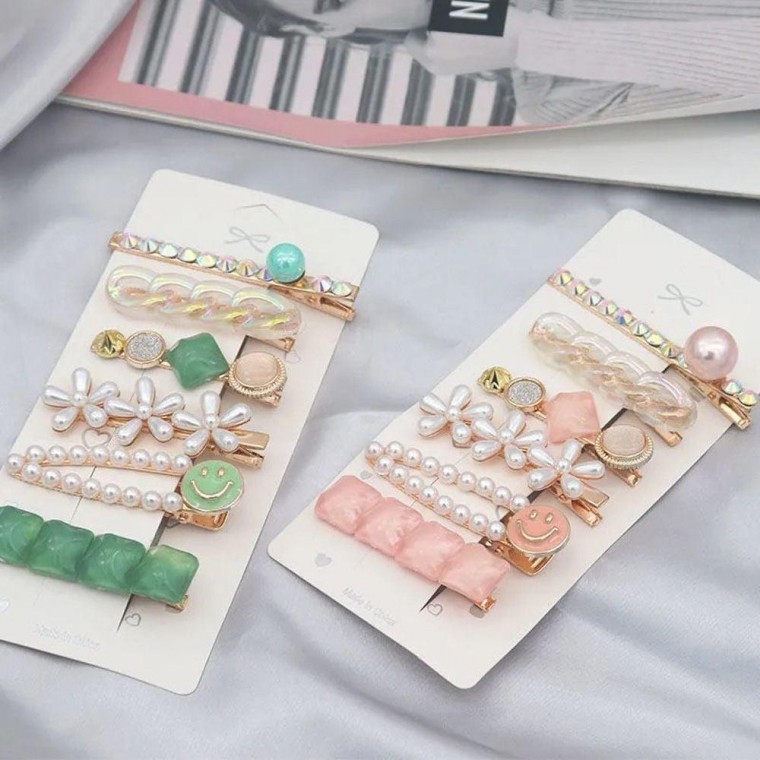 กิ๊บหนีบผมมินิประดับคริสตัลสวยงาม 6 ชิ้น สำหรับผมหน้าและผมข้าง