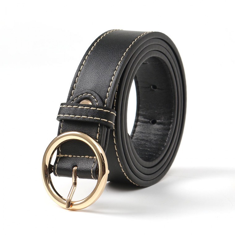 เข็มขัดหนังวัวแท้ I'm Leather สำหรับผู้หญิง S-7 (สีดำ)