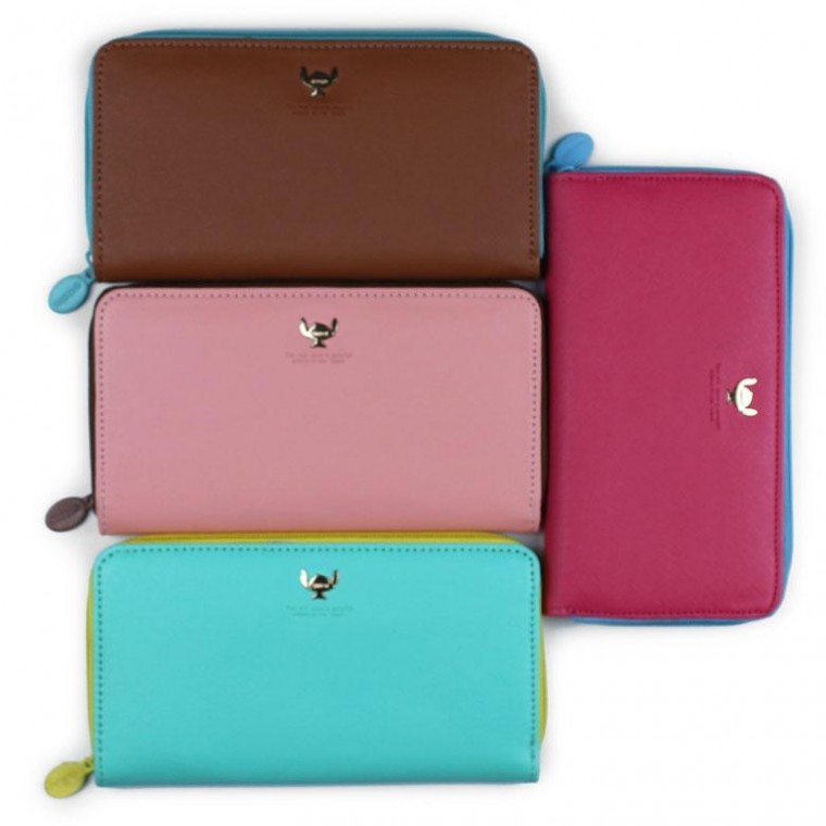 กระเป๋าสตางค์ยาว Eye Wings 17000 กระเป๋าสตางค์ยาว Stitch PU ซิป กระเป๋าสตางค์ยาวผู้หญิง ของขวัญสำหรับกลุ่ม