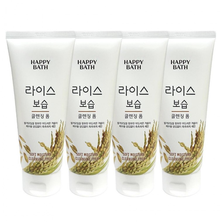 Happy Bath Rice Moisturizing Cleansing Foam 200มล. 4 ชิ้น