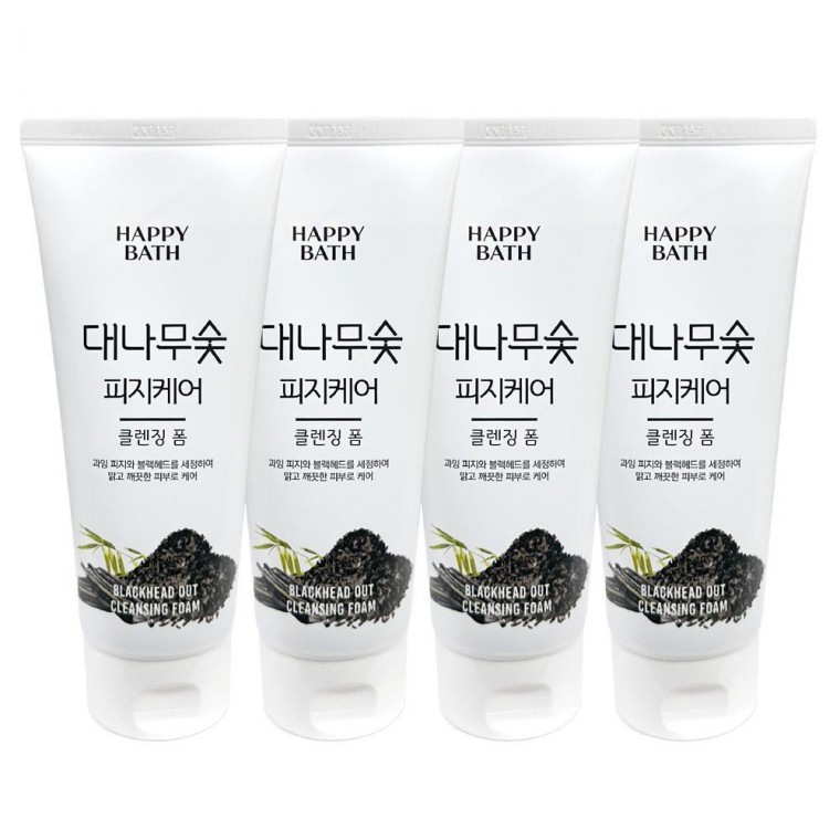 Happy Bath Bamboo Charcoal Sebum Cleansing Foam 200มล. 4 ชิ้น