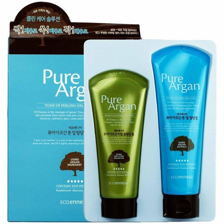 Fruit Nara Eco Ennier Pure Argan Tone-Up Peeling Gel Set Peeling Gel-120ก. Foam-80ก.
