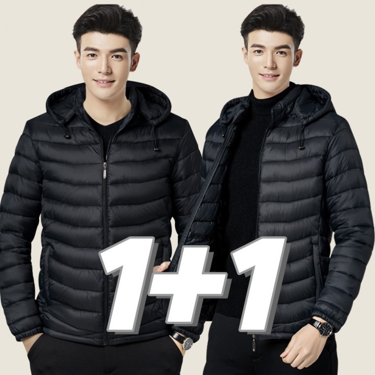 1+1 เสื้อแจ็คเก็ตบุนวมน้ำหนักเบาสำหรับฤดูเปลี่ยนผ่าน สำหรับเดินป่า ตกปลา กันหนาว