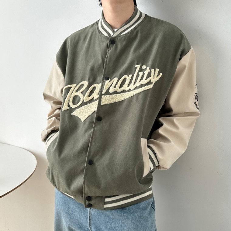 เสื้อแจ็คเก็ตบอมเบอร์สำหรับผู้ชายสำหรับฤดูใบไม้ผลิและฤดูใบไม้ร่วง แจ็คเก็ตเบสบอล เสื้อนอก