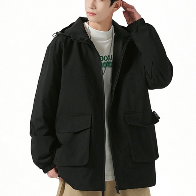 เสื้อกันลมสำหรับผู้ชายในฤดูใบไม้ร่วง แจ็คเก็ตสนามทรงหลวม (M-4XL)