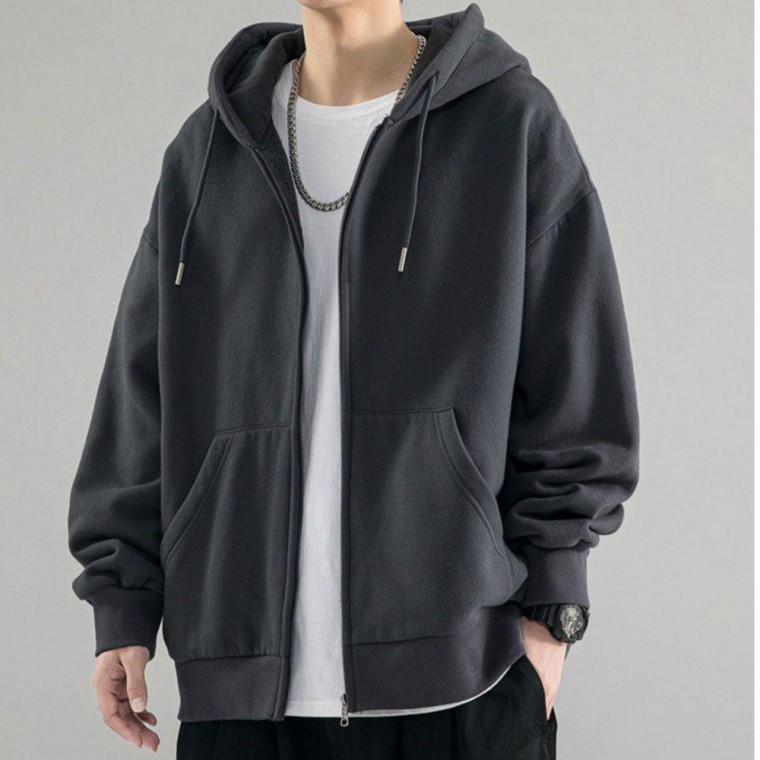 เสื้อฮู้ดซิปสำหรับผู้ชายในฤดูใบไม้ผลิและฤดูใบไม้ร่วง สไตล์ลำลอง สำหรับใส่ประจำวัน เสื้อกันลม เสื้อแจ็คเก็ตยีนส์