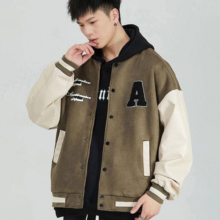 เสื้อแจ็คเก็ตเบสบอลสำหรับผู้ชายในฤดูใบไม้ร่วง สไตล์ลำลอง สำหรับใส่ประจำวัน เสื้อกันลม เสื้อแจ็คเก็ตยีนส์ เสื้อฟลีซ