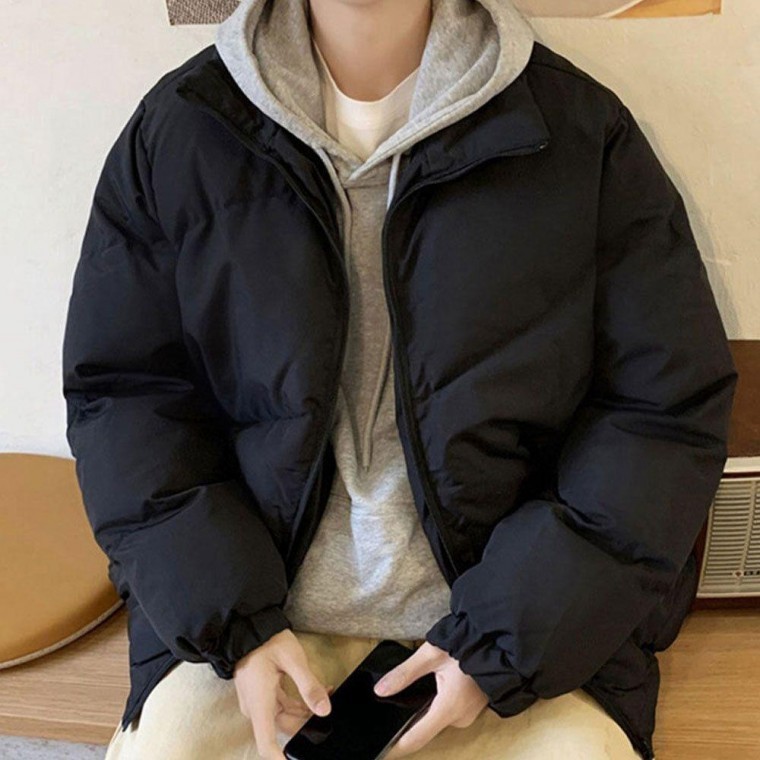 เสื้อแจ็คเก็ตบุนวมสำหรับผู้ชายในฤดูหนาว ดีไซน์เรียบง่าย สำหรับใส่ประจำวัน เสื้อกันลม เสื้อคาร์ดิแกน เสื้อแจ็คเก็ตยีนส์