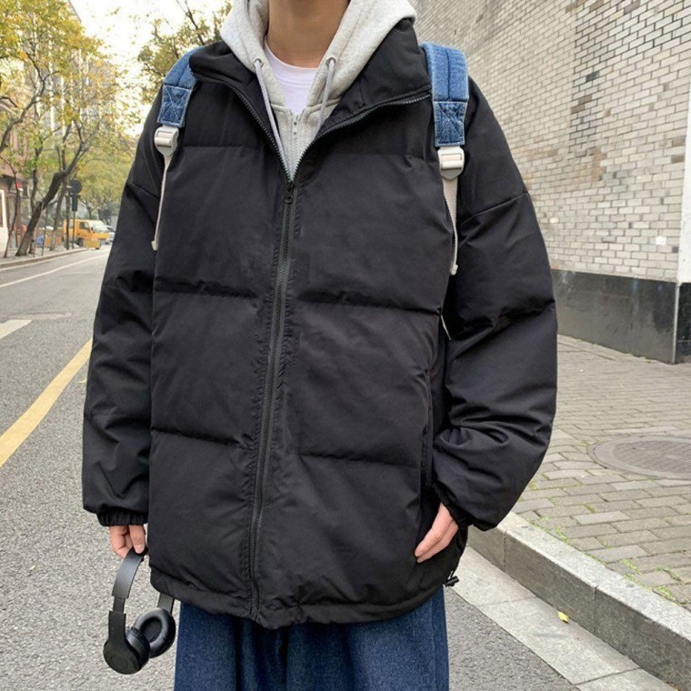 เสื้อแจ็คเก็ตบุนวมสำหรับผู้ชายในฤดูหนาว สไตล์ลำลอง เบสิก อบอุ่น เสื้อกันลม เสื้อคาร์ดิแกน เสื้อแจ็คเก็ตยีนส์