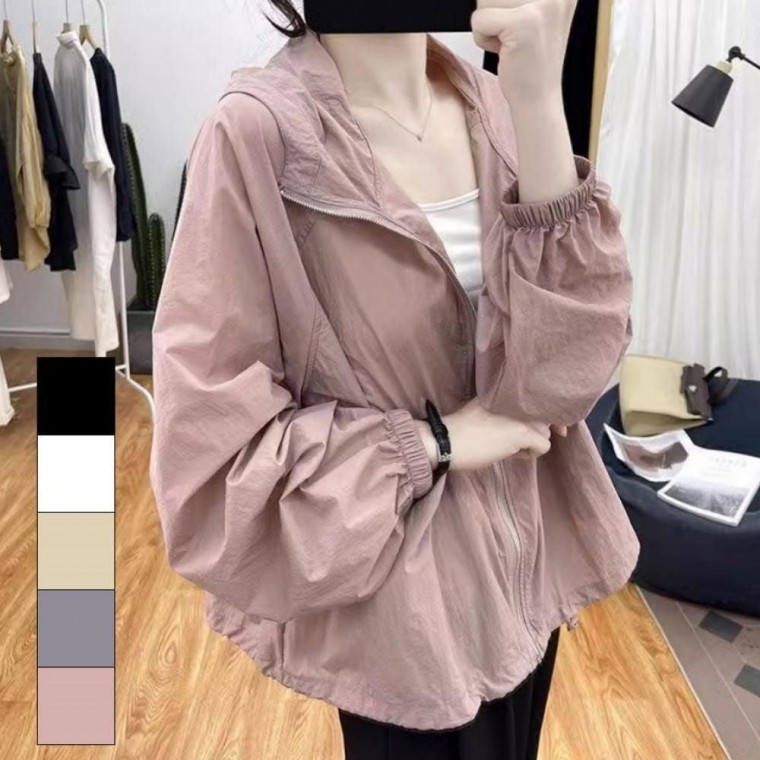 เสื้อแจ็คเก็ตมีฮู้ดกันลม สำหรับผู้หญิง ใส่ได้ในฤดูร้อน ฤดูใบไม้ร่วง และช่วงเปลี่ยนฤดู