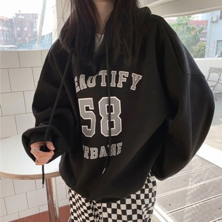 เสื้อฮู้ดบุขนด้านในทรงโอเวอร์ไซส์สำหรับผู้หญิง URK-074