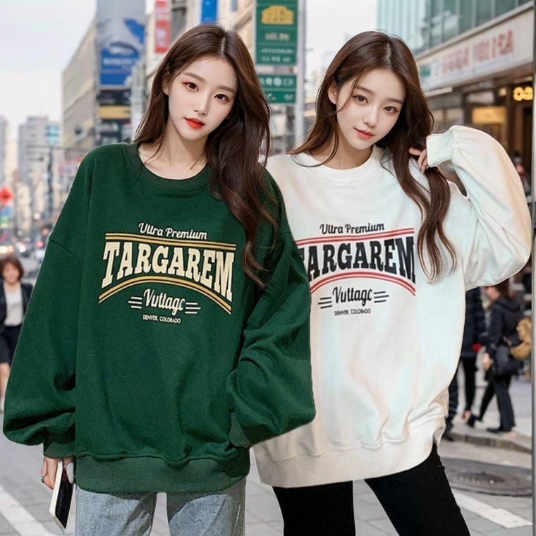 เสื้อยืดผู้หญิง เสื้อสเวตเตอร์ผู้หญิง เสื้อสเวตเตอร์ฤดูใบไม้ร่วง ทรงโอเวอร์ไซส์ 6 แบบ