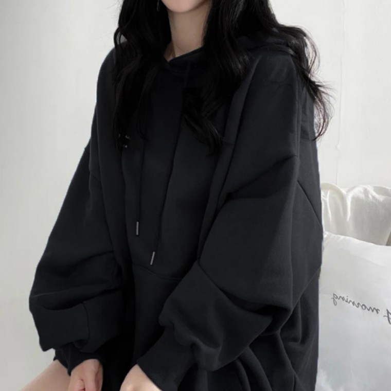 เสื้อฮู้ดลำลองสำหรับผู้หญิง 2 สี พิมพ์ลายตัวอักษร แขนยาว