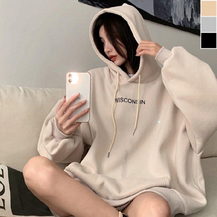 เสื้อฮู้ดทรงโอเวอร์ไซส์ พิมพ์ลายตัวอักษร 1 ชิ้น สำหรับเปลี่ยนฤดู ใส่ได้ทุกวัน
