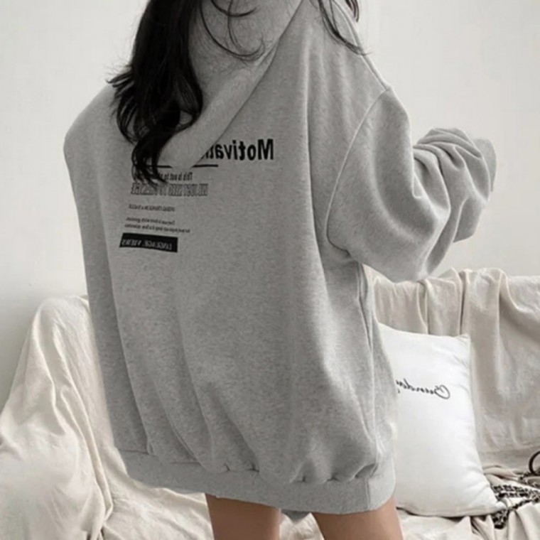เสื้อฮู้ดลำลองทรงหลวมสำหรับผู้หญิง เสื้อมีฮู้ด 2 สี