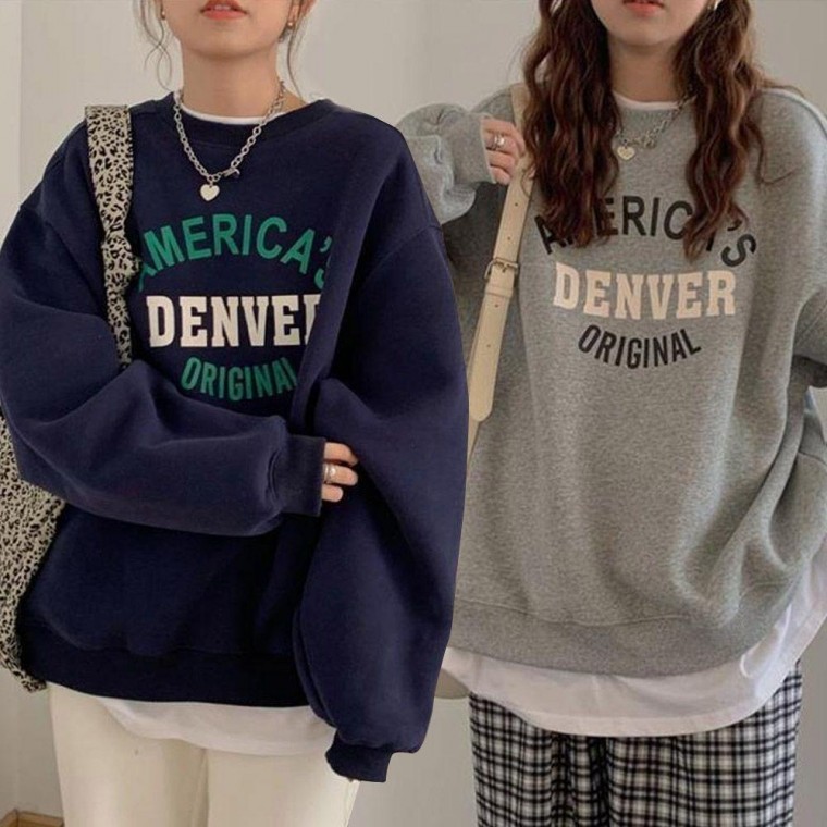 เสื้อยืดทรงโอเวอร์ไซส์น่ารักสำหรับผู้หญิง สไตล์ดรอปไหล่ เสื้อฮู้ดผ้าฟลีซสำหรับฤดูหนาว