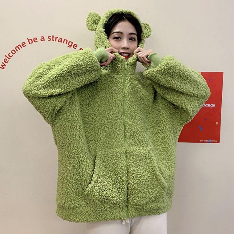 เสื้อแจ็คเก็ตบอมเบอร์ผ้าฟลีซขนปุยน่ารักสไตล์ลำลองสำหรับผู้หญิง, เสื้อคลุมฤดูหนาว, แพดดิ้ง, แจ็คเก็ตขนเป็ดสำหรับผู้หญิง