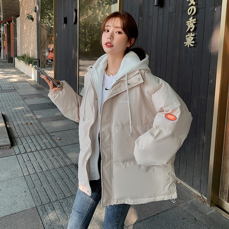 เสื้อแจ็คเก็ตแพดดิ้ง Welon หนามีฮู้ดปลอมสำหรับผู้หญิง, แจ็คเก็ตกันหนาวแคชชวลในฤดูหนาว