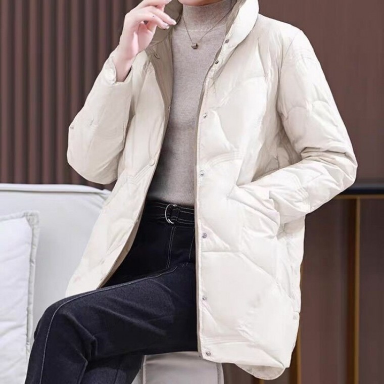 ส่ง 2500, แจ็คเก็ตขนเป็ดคุณภาพสูง, แพดดิ้งน้ำหนักเบาสำหรับผู้หญิงในช่วงเปลี่ยนฤดู, โค้ทคอปกสีตัดกันสำหรับผู้หญิง, แจ็คเก็ตแพดดิ้ง