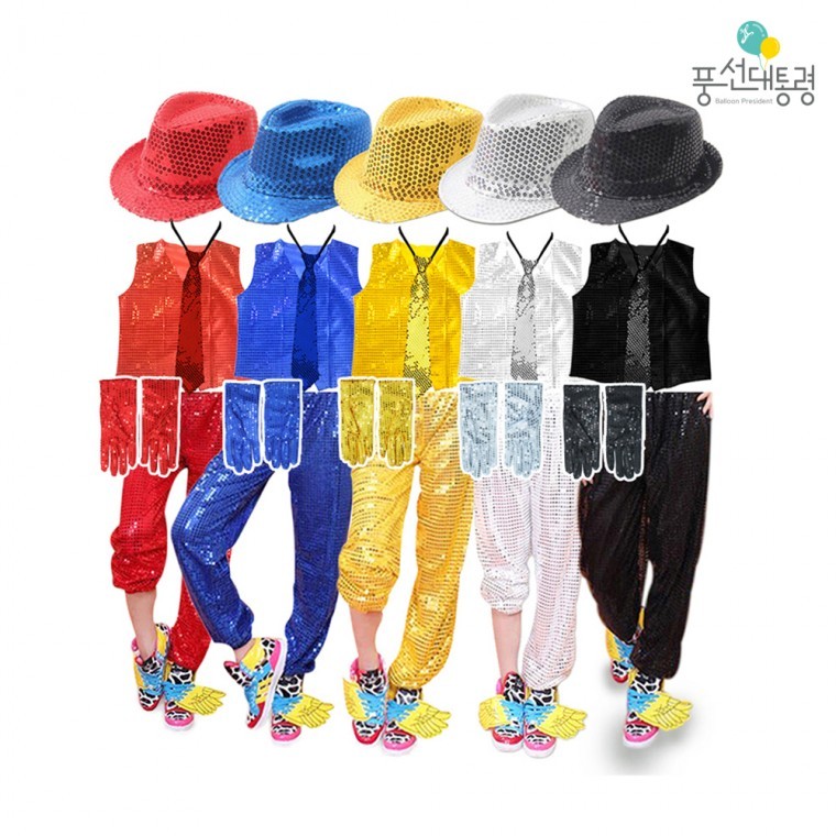 ชุดการแสดงบนเวที "Balloon President" ชุดกากเพชร 5 ชิ้น (หมวก+เนคไท+ถุงมือ+เสื้อกั๊ก+กางเกง) ชุดสำหรับปาร์ตี้ กิจกรรม กีฬา และองค์กร