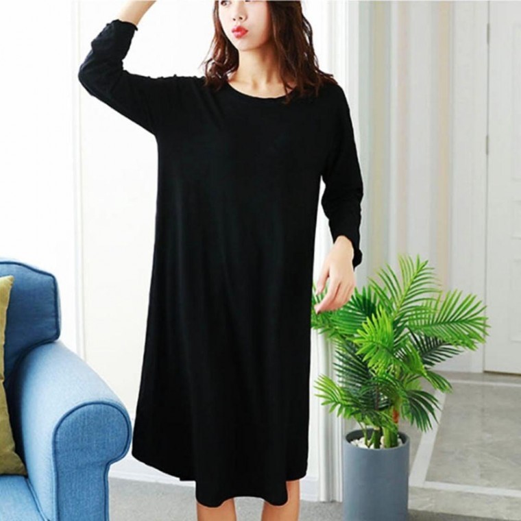 ชุดนอนเดรส Homewear แบบมีฟองน้ำในตัว ทรงหลวม ใส่สบาย ไม่มีโครง