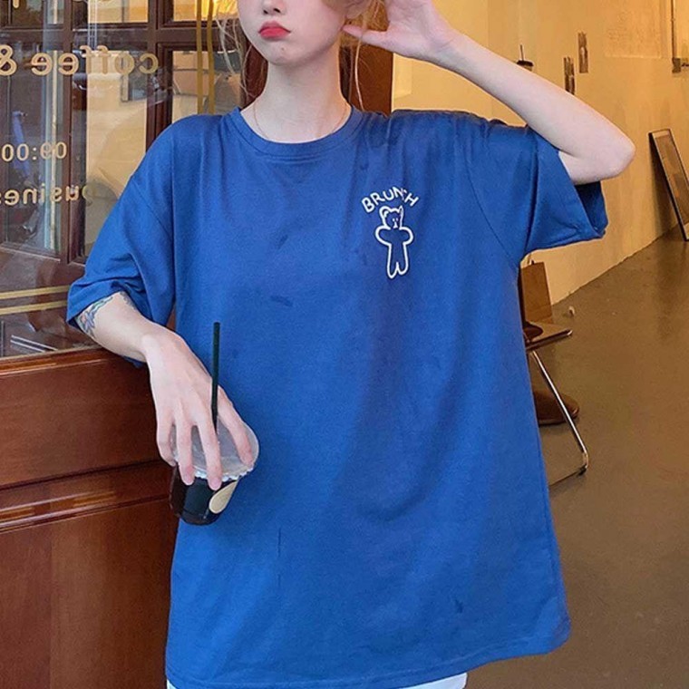 เสื้อยืดโอเวอร์ไซส์แขนสั้นลายหมี สำหรับผู้หญิง สำหรับออกนอกบ้าน ชุดใส่สบาย พิมพ์ลาย ชุดลำลองสำหรับผู้หญิง สำหรับเปลี่ยนฤดู
