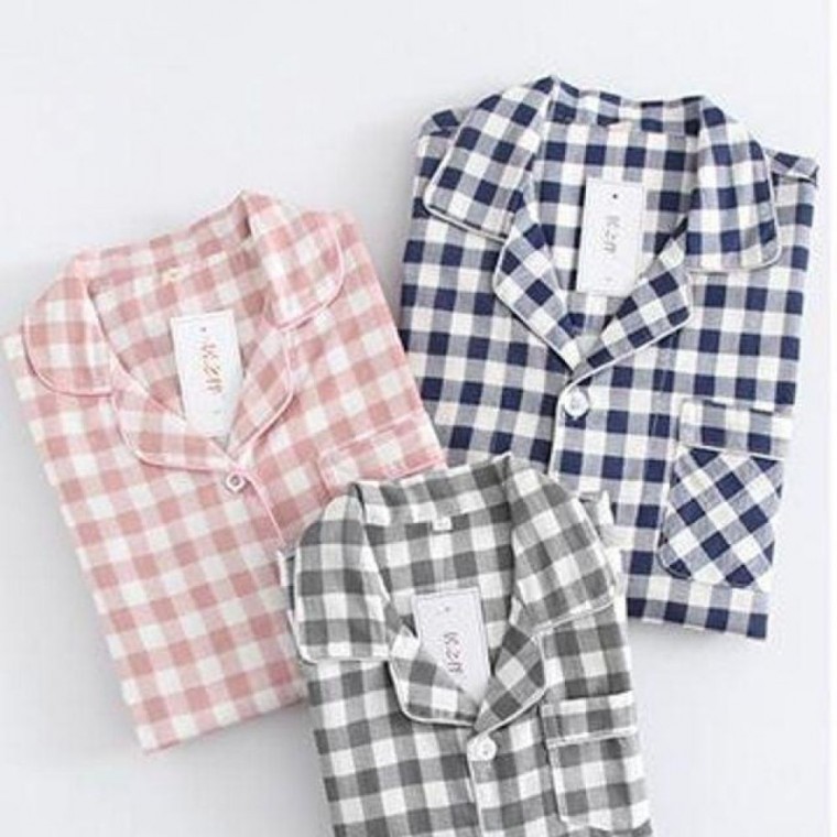 ชุดอยู่บ้าน Homewear Kimming ชุดนอนสำหรับคู่รัก เซ็ตเสื้อและกางเกงสำหรับผู้ชายและผู้หญิง ผ้าฝ้าย ชุดนอนสำหรับผู้หญิง