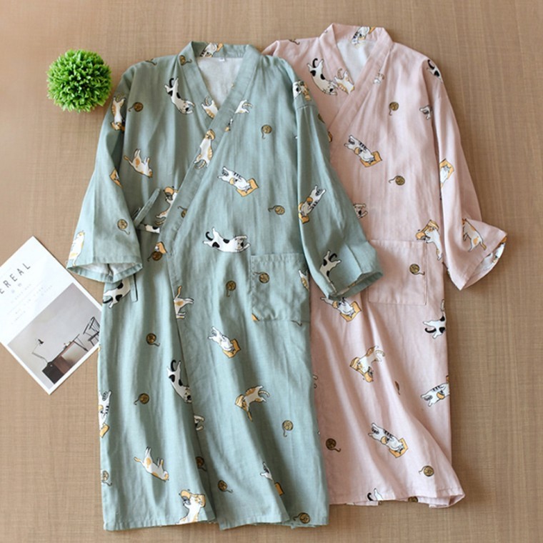 เสื้อคลุมอาบน้ำผ้ากอซเนื้อนุ่มสำหรับคู่รัก