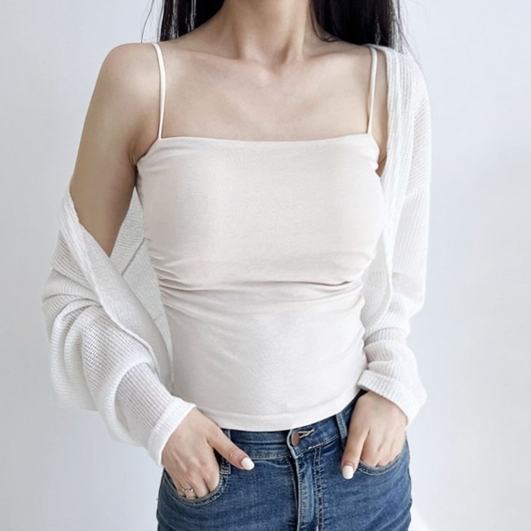 เสื้อกล้ามมีฟองน้ำในตัวสำหรับผู้หญิง เสื้อครอป