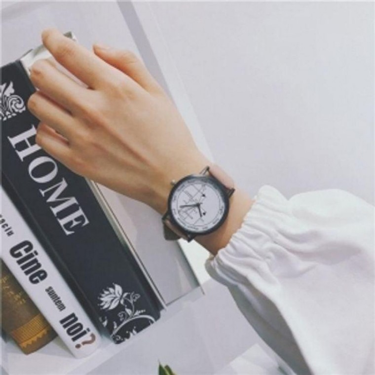นาฬิกาข้อมือผู้หญิง Study (สีชมพู) หนัง แฟชั่น