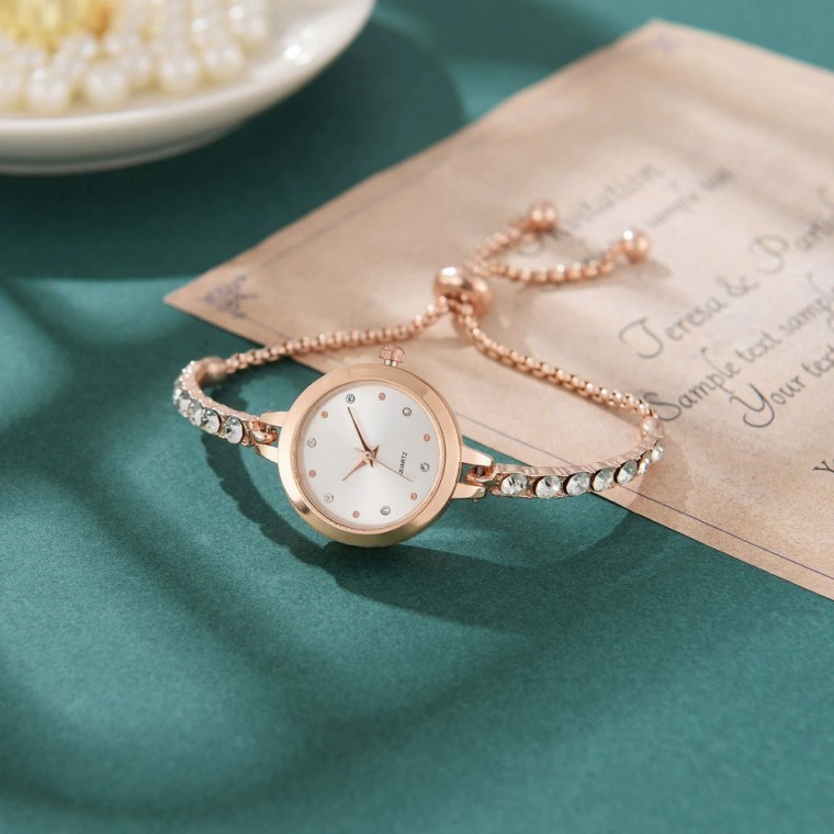 นาฬิกาข้อมือผู้หญิง Shinestone Slide (สีขาว)