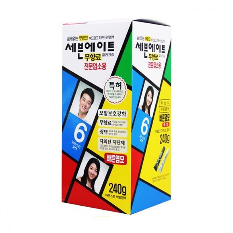 6호 240g(자연 스런 갈색) 염색약 새치 컬러 칼라 셀프 크림 BTM 세븐 에이트