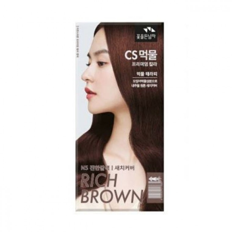 ยาย้อมผม Flower Nara หมึกปลาหมึก สำหรับปิดผมขาว สีน้ำตาลเข้ม