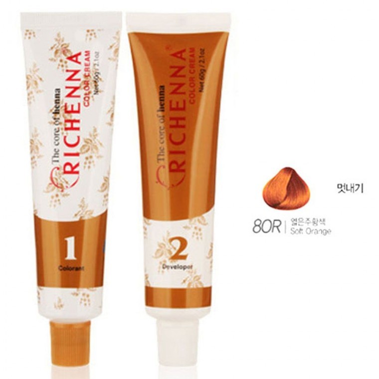 ยาย้อมผมสีส้มสว่าง สารสกัดจากเฮนน่า 80R กลิ่นหอมละมุน