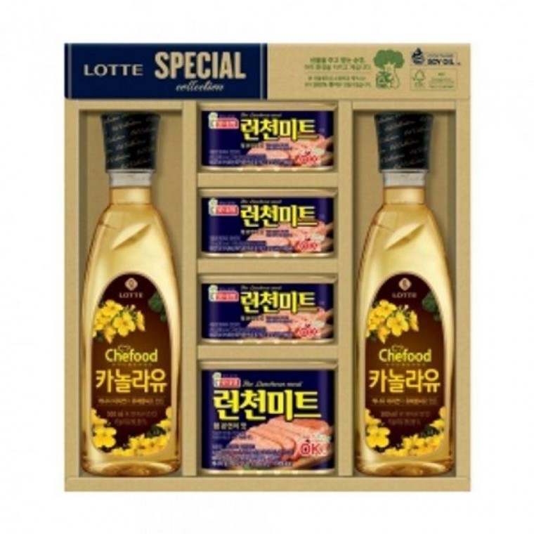 ชุดของขวัญเทศกาล ชุดของขวัญชูซอก ล็อตเต้ฟู้ด Premium Mixed 7 Canola Oil ชุดของขวัญชูซอก