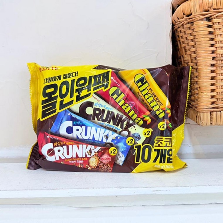 กานาช็อกโกแลต ล็อตเต้ กานา ช็อกโกแลตบาร์ 10 ชิ้น ออลอินวันแพ็ค 368g กานาช็อกโก