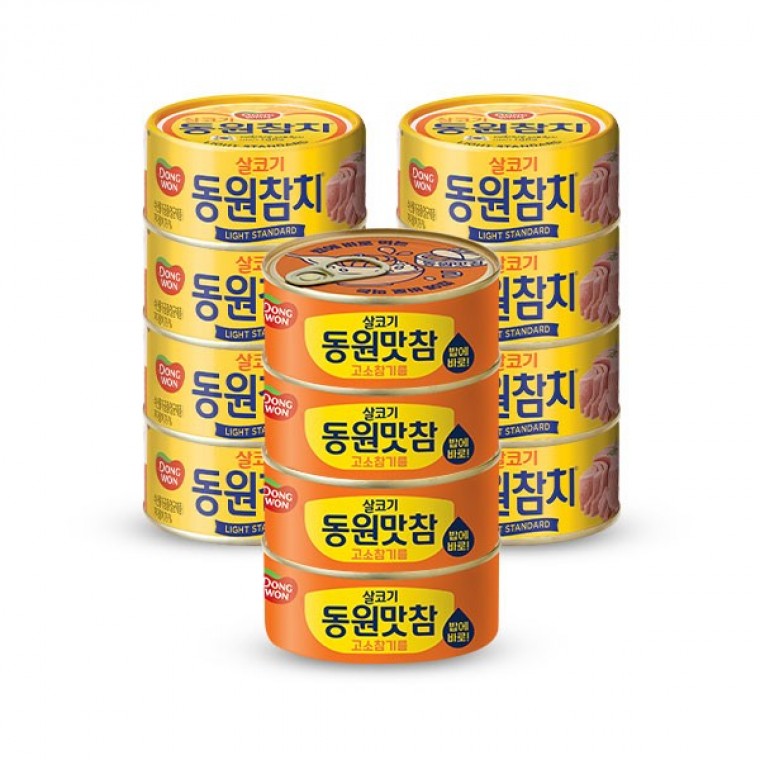 ปลาทูน่าดงวอนเนื้อล้วน 135ก. 8 กระป๋อง + น้ำมันงามาซัม 135ก. 4 กระป๋อง
