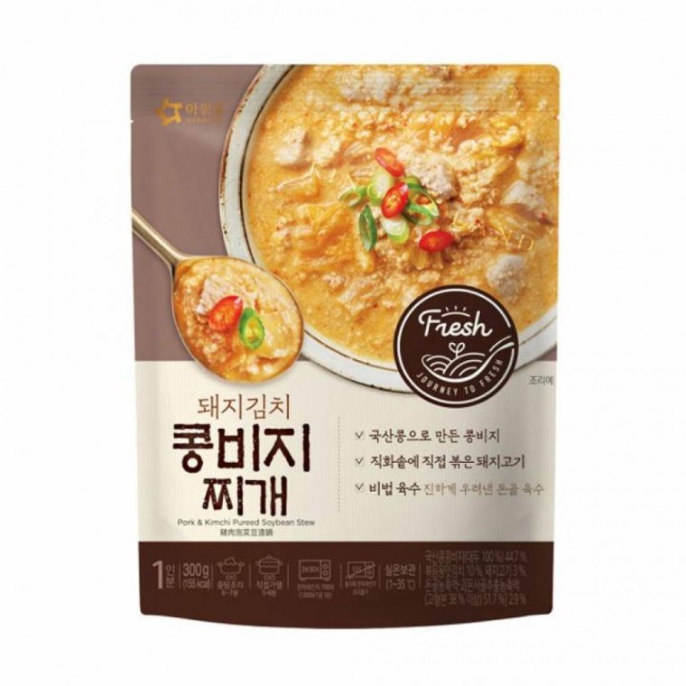 ของว่าง อาวเออร์โฮม ซุปเต้าเจี้ยวถั่วเหลืองหมูกิมจิ 300g X 6 ชิ้น อาหารสำเร็จรูป