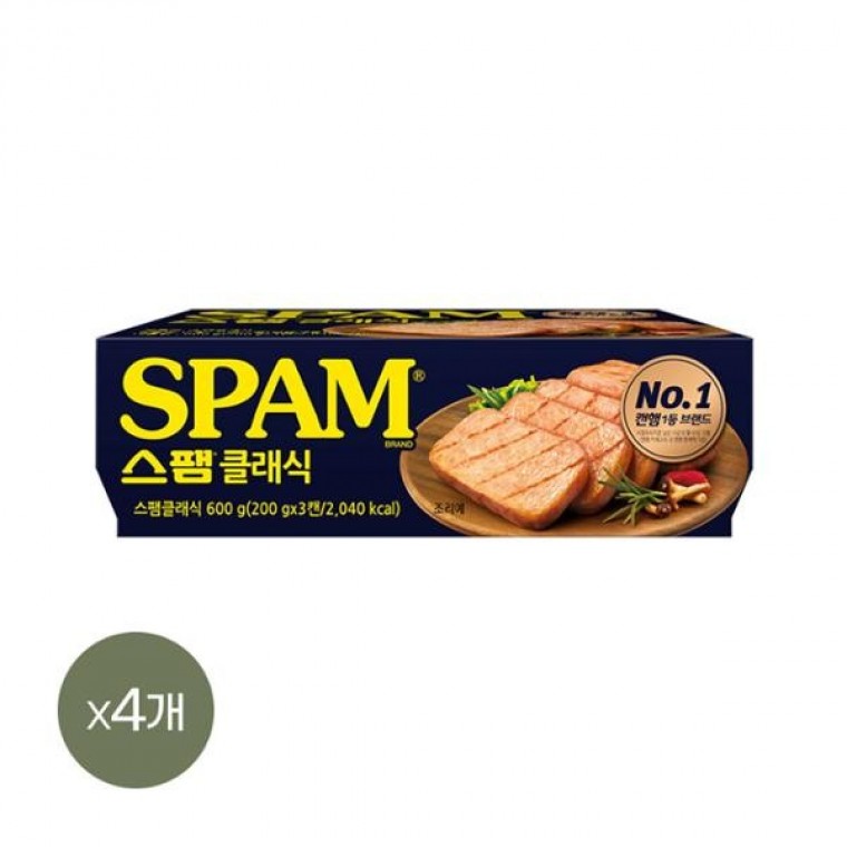 Spam Classic 200g 3 ชิ้น (ไม่มีฝาปิด) 4 แพ็ค (รวม 12 ชิ้น)