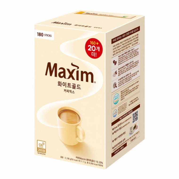 กาแฟอร่อย (ส่งฟรี) Maxim White Gold Coffee Mix 180 ซอง 1 กล่อง (6 ชิ้น) เหมาะสำหรับดื่มที่สำนักงาน