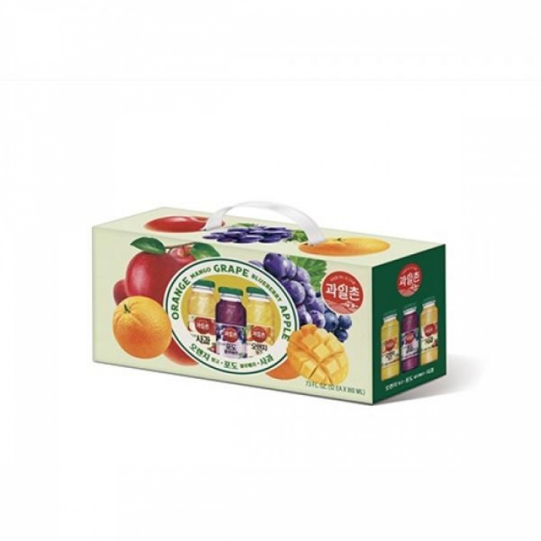 Haitai) ชุดของขวัญขวดเล็ก Fruit Village Morning (ส้ม + องุ่น + แอปเปิ้ล / 180ml x 12 ขวด)