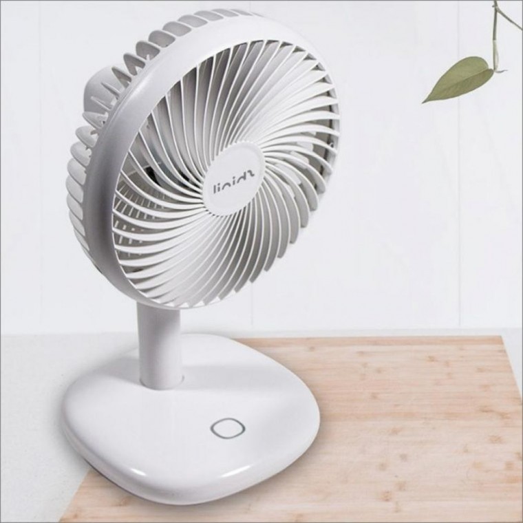 พัดลมตั้งโต๊ะมินิ Desktop Fan สีขาว Sinil แบบชาร์จได้ เสียงเบา BLDC