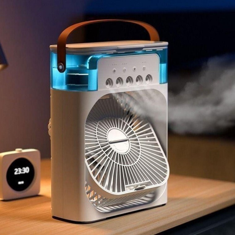 พัดลมตั้งโต๊ะ USB พร้อมเครื่องทำความชื้น สำหรับสำนักงาน แคมป์ปิ้ง Air Cooler ขนาดเล็ก