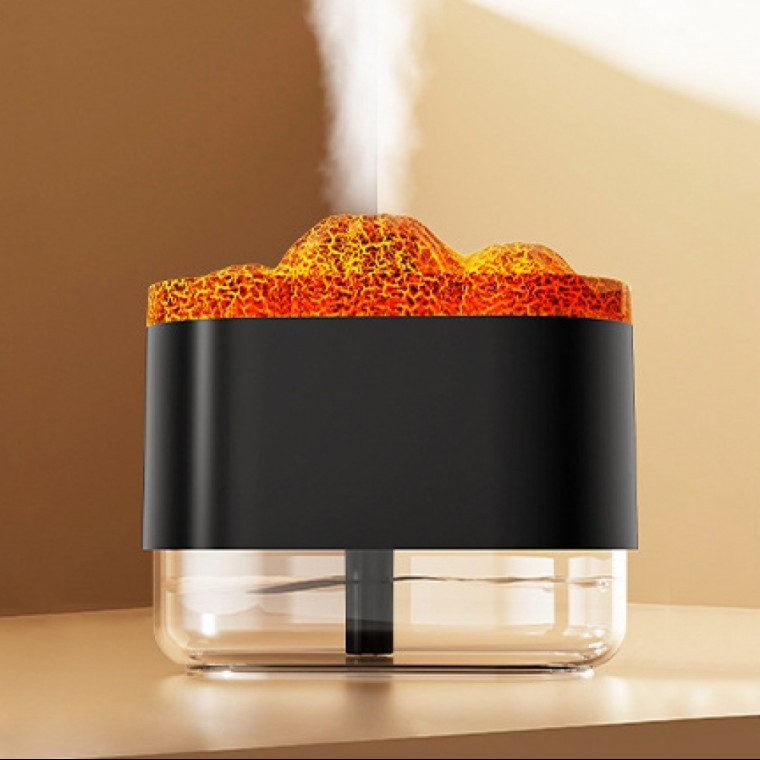 [Wellson] เครื่องเพิ่มความชื้น USB ไฟมู้ดไลท์ Volcano V1 (300ml) (สีดำ)