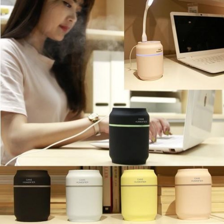 เครื่องเพิ่มความชื้นทรงกระป๋อง Design Can ไฟ LED มู้ดไลท์ USB สำหรับตั้งโต๊ะ ออฟฟิศ