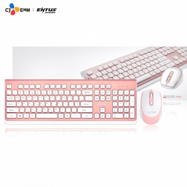 ชุดคีย์บอร์ดเมาส์ไร้สาย CJ E-max ENTUS (OGN-WKM30) (สีชมพู)