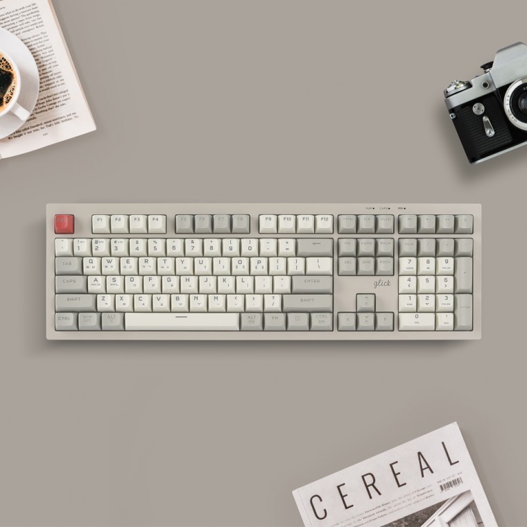 คีย์บอร์ดบลูทูธไร้สายกันน้ำเสียงเงียบ G-Cliker Office Pro Retro Cappuccino WK50 108 ปุ่ม
