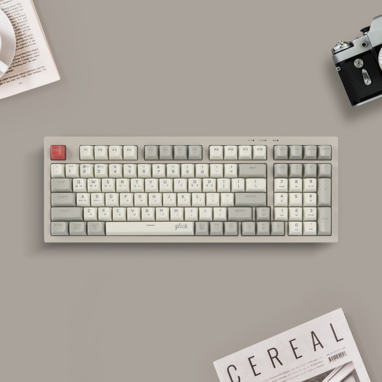 คีย์บอร์ดบลูทูธไร้สายกันน้ำเสียงเงียบ G-Cliker Office Pro Retro Cappuccino WK50 98 ปุ่ม